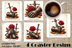 Fantasy Sword &amp; Roses | Autumn Gothic Coaster Sublimation Product Image 1