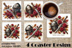 Fantasy Sword &amp; Roses | Autumn Gothic Coaster Sublimation Product Image 1