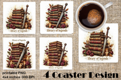 Fantasy Sword &amp; Roses | Autumn Gothic Coaster Sublimation Product Image 1