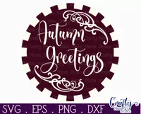 Fall Farmhouse Round Sign Door Hanger Svg, Autumn Greetings Product Image 2