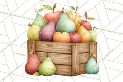 Autumn Harvest PNG Clipart with Pumpkins, Hay, Apples Product Image 3