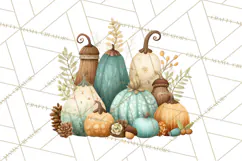 Autumn Harvest PNG Clipart with Pumpkins, Hay, Apples Product Image 5