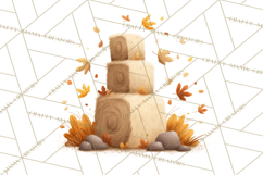 Autumn Harvest PNG Clipart with Pumpkins, Hay, Apples Product Image 3
