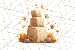Autumn Harvest PNG Clipart with Pumpkins, Hay, Apples Product Image 3