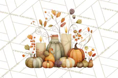 Autumn Harvest PNG Clipart with Pumpkins, Hay, Apples Product Image 4