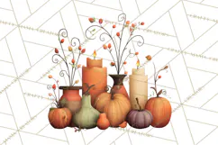 Autumn Harvest PNG Clipart with Pumpkins, Hay, Apples Product Image 5