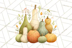 Autumn Harvest PNG Clipart with Pumpkins, Hay, Apples Product Image 3