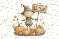 Autumn Harvest PNG Clipart with Pumpkins, Hay, Apples Product Image 3