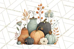 Autumn Harvest PNG Clipart with Pumpkins, Hay, Apples Product Image 5