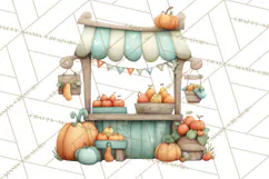 Autumn Harvest PNG Clipart with Pumpkins, Hay, Apples Product Image 2