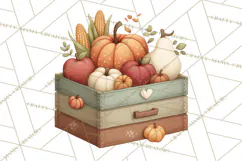 Autumn Harvest PNG Clipart with Pumpkins, Hay, Apples Product Image 5