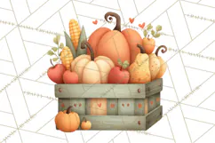Autumn Harvest PNG Clipart with Pumpkins, Hay, Apples Product Image 2