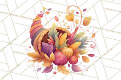Autumn Harvest PNG Clipart with Pumpkins, Hay, Apples Product Image 2