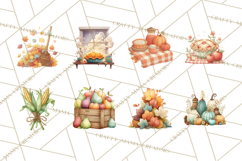 Autumn Harvest PNG Clipart with Pumpkins, Hay, Apples Product Image 3