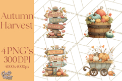 Autumn Harvest PNG Clipart with Pumpkins, Hay, Apples Product Image 1