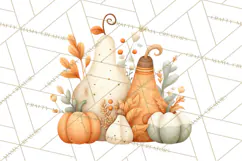 Autumn Harvest PNG Clipart with Pumpkins, Hay, Apples Product Image 4