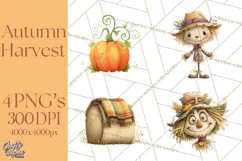 Autumn Harvest PNG Clipart with Pumpkins, Hay, Apples Product Image 1