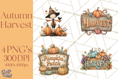 Autumn Harvest PNG Clipart with Pumpkins, Hay, Apples Product Image 1