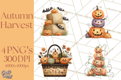 Autumn Harvest PNG Clipart with Pumpkins, Hay, Apples Product Image 1