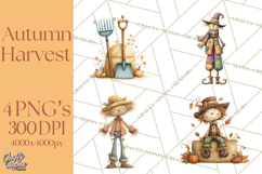 Autumn Harvest PNG Clipart with Pumpkins, Hay, Apples Product Image 1