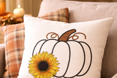Pumpkin Sunflower Embroidery Design Fall Harvest 4x4 5x7 Product Image 5