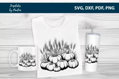Autumn harvest pumpkins and wheat silhouette SVG nc Cut files