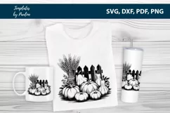 Autumn harvest with pumpkins and wheat SVG cnc Cut File