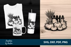 Autumn harvest with pumpkins and wheat SVG Laser Cut File