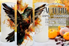 Autumn Tumbler Sublimation, Autumn Hummingbird Tumbler, d5 Product Image 1