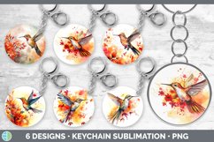 Bundle of six Watercolor Hummingbirds Keychain designs.