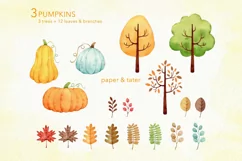 Watercolor Autumn Woodland Clipart, Fall Forest Animals PNG Product Image 4