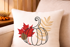 Pumpkin with Fall Leaves Embroidery Design Product Image 4