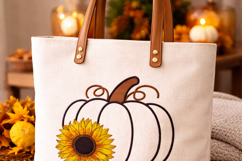 Pumpkin Sunflower Embroidery Design Fall Harvest 4x4 5x7 Product Image 3