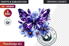Autumn Jewels Butterfly Clipart: Moody Dark Floral PNG Product Image 1