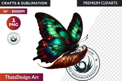 Autumn Butterfly Clipart: Moody Dark Floral Jewels PNG Product Image 1