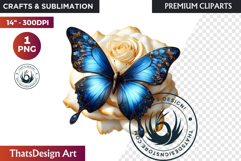 Autumn Jewels Butterfly Clipart: Moody Dark Floral PNG Product Image 1