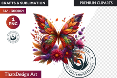 Autumn Jewels Butterfly Clipart: Moody Dark Floral PNG Product Image 1