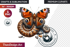 Autumn Jewels Butterfly Clipart: Moody Dark Floral PNG Product Image 1