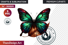 Autumn Butterfly Clipart: Moody Dark Floral Jewels PNG Product Image 1