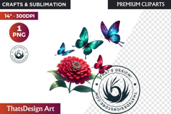 Autumn Jewels Butterfly Clipart: Moody Dark Floral PNG Product Image 1