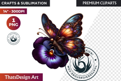 Autumn Butterfly Clipart: Moody Dark Floral Jewels PNG Product Image 1