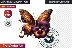 Autumn Butterfly Clipart: Moody Dark Floral Jewels PNG Product Image 1