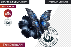 Autumn Jewels Butterfly Clipart: Moody Dark Floral PNG Product Image 1