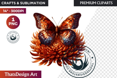 Autumn Jewels Butterfly Clipart: Moody Dark Floral PNG Product Image 1