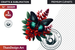 Autumn Butterfly Clipart: Moody Dark Floral Jewels PNG Product Image 1