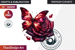 Autumn Butterfly Clipart: Moody Dark Floral Jewels PNG Product Image 1