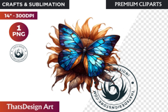 Autumn Butterfly Clipart: Moody Dark Floral Jewels PNG Product Image 1