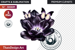 Autumn Jewels Butterfly Clipart: Moody Dark Floral PNG Product Image 1