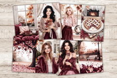 GlamArtZhanna, Autumn Junk Journal Pages, Fall Junk Journal Paper, Burgundy Autumn Digital Collage Sheet, Autumn Home Scrapbook Kit, Autumn Reading Junk Journal Kit, Cozy Home Journal Card, Autumn Library Journaling Pages, Autumn Girl Ephemera Pages, Pump