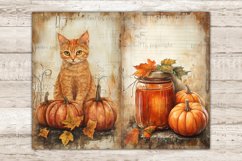 Autumn Junk Journal Pages, Pumpkin Printable Paper, GlamArtZhanna, Cat Printable Paper, Farmhouse Scrapbook, Pumpkin Scrapbook Paper, Pumpkin Pie Digital Art, Dog Junk Journal, Fall Ephemera, Autumn Pickup